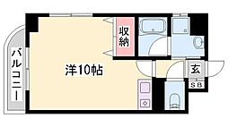 延末アートスカイハイツ ワンルームの間取図画像