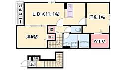 ラグランヴィータ赤穂3棟 2LDKの間取図画像