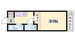 アートハイツ田寺 1Kの間取図画像
