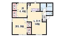 サンコート・赤坂B棟 2LDKの間取図画像