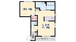 エクラシエ上中 2LDKの間取図画像