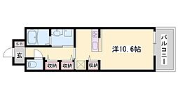 ポーシェガーデン2 ワンルームの間取図画像
