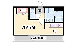 リガシーガーデン弐番館 1Kの間取図画像