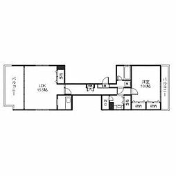 ハッピーコート栄町 1LDKの間取図画像