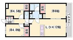 アルコラカーサ姫路土山 3LDKの間取図画像