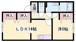 プルメリア 1LDKの間取図画像