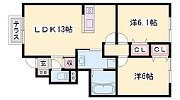 グランファミーユ 2LDKの間取図画像