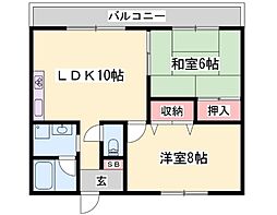 ラブリー姫路英賀保 2LDKの間取図画像