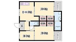 ビレッジハウス野村2号 3DKの間取図画像