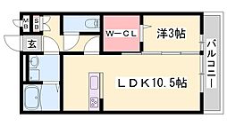 セジュール東阿保A棟 1LDKの間取図画像