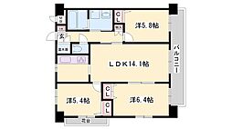 マノワール 3LDKの間取図画像