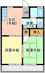 グランド・ヒルA棟 2DKの間取図画像