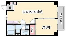 グリーンハイツ三木 1LDKの間取図画像