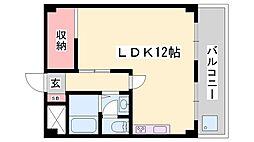 飾磨中村コーポ ワンルームの間取図画像