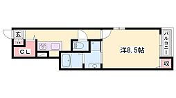 グランデフォルトーネB 1Kの間取図画像