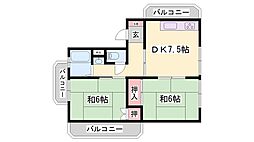 日山マンション 2DKの間取図画像