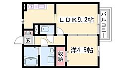 サンライズ城南 1LDKの間取図画像