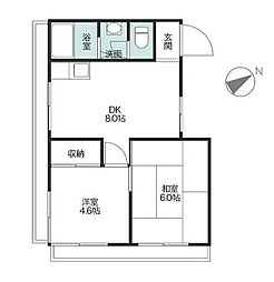 マンションエフワン 2DKの間取図画像