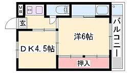 ビレッジハウス片山1号棟 1DKの間取図画像
