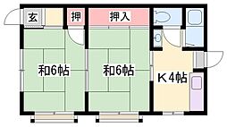 ハウス稲文 2Kの間取図画像