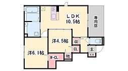 エルポルト悠B 2LDKの間取図画像