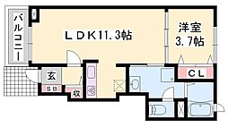 シャン・ド・フルールC棟 1LDKの間取図画像
