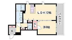 ベレオ高浜町 1LDKの間取図画像