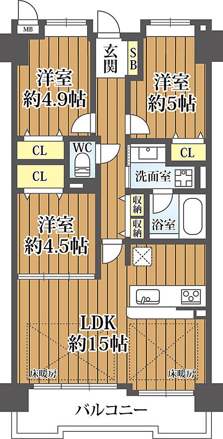 3LDK 間取り