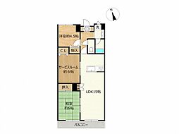 シーザーパレス山の手1 2SLDKの間取図画像