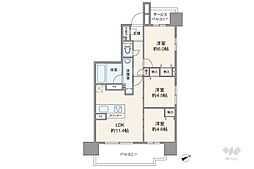 プレサンスロジェ浄心パークサイド 3LDKの間取図画像