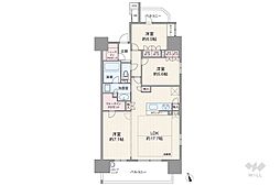ブライムスイート建中寺 3LDKの間取図画像