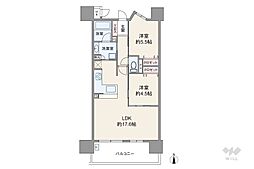 プレサンスロジェ高岳 2LDKの間取図画像