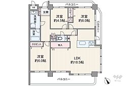 ライオンズシティ鶴舞 3LDKの間取図画像