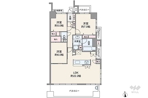 間取りは専有面...