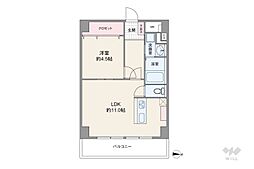 チサンマンション徳川町 1LDKの間取図画像