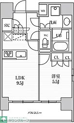 シーズンフラッツ上野稲荷町 12階1LDKの間取り