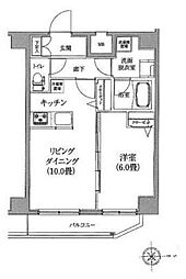 ティモーネ深川リーヴァ 6階1Kの間取り