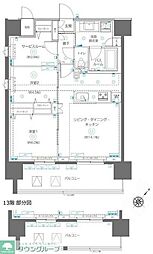 アルファレジデンシア南千住 7階2SLDKの間取り