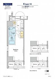 プラウドフラット浅草アベニュー 8階1Kの間取り
