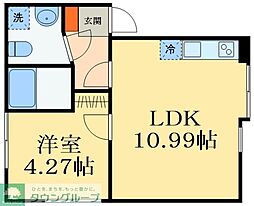 東武伊勢崎線 西新井駅 徒歩11分の賃貸アパート 3階1Kの間取り
