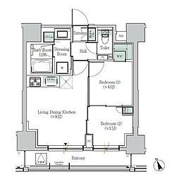 ONEROOFRESIDENCE浅草橋 2LDKの間取図画像