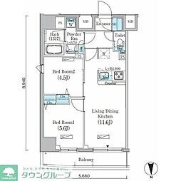 プライムブリス上野元浅草 2LDKの間取図画像