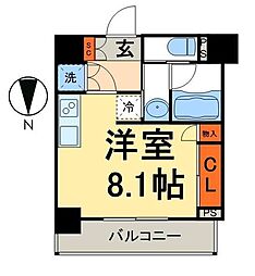 パークアクシス上野 ワンルームの間取図画像