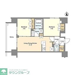 ジオエント上野稲荷町 2LDKの間取図画像