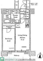 パークアクシス東陽町 1LDKの間取図画像