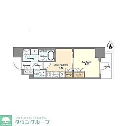 リビオメゾン浅草雷門 1DKの間取図画像