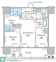 HARUMIFLAGPARKVILLAGEB棟 2LDKの間取図画像