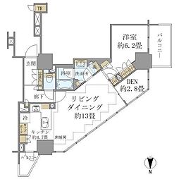 ブリリアタワー上野池之端 1LDKの間取図画像