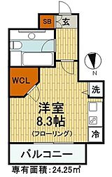 シティカレント大手町 ワンルームの間取図画像