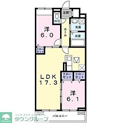シャインヴィラ 2LDKの間取図画像